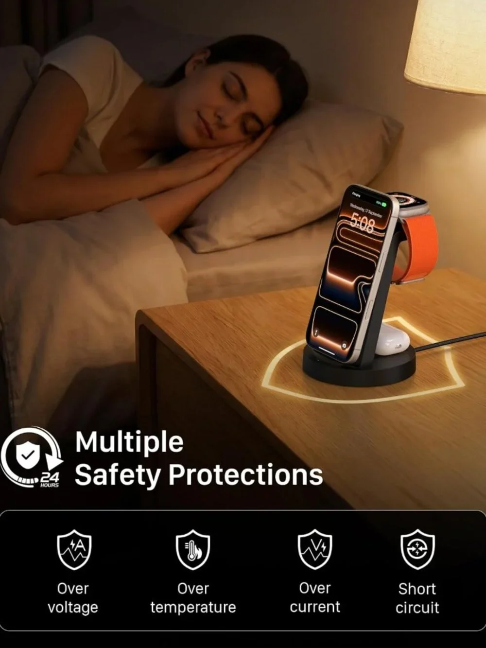 3-in-1 Wireless Charging Station for iPhone, Apple Watch & AirPods - Fast